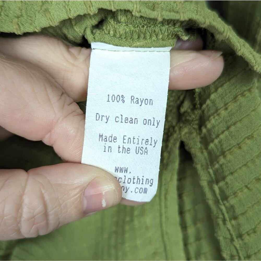 Niche Nilgun Derman Tunic S Green Textured Stripe Relaxed Artsy Blouse - Picture 6 of 6